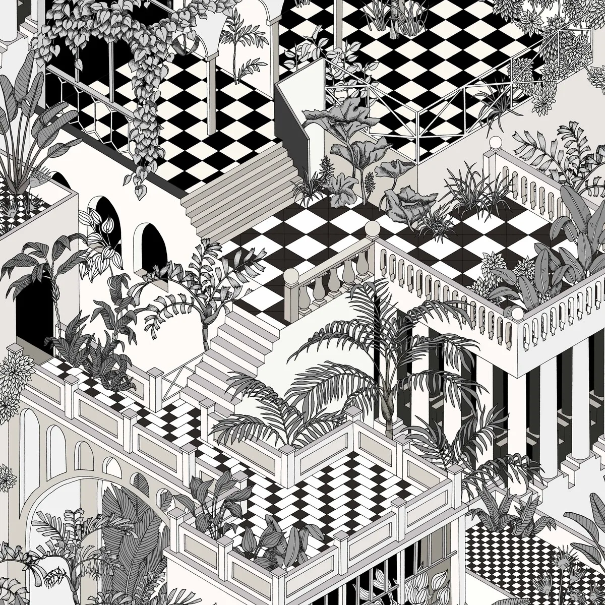 Miami wallpaper in Black/white by Cole & Son