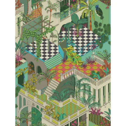 Miami wallpaper in Green and Coral by Cole & Son