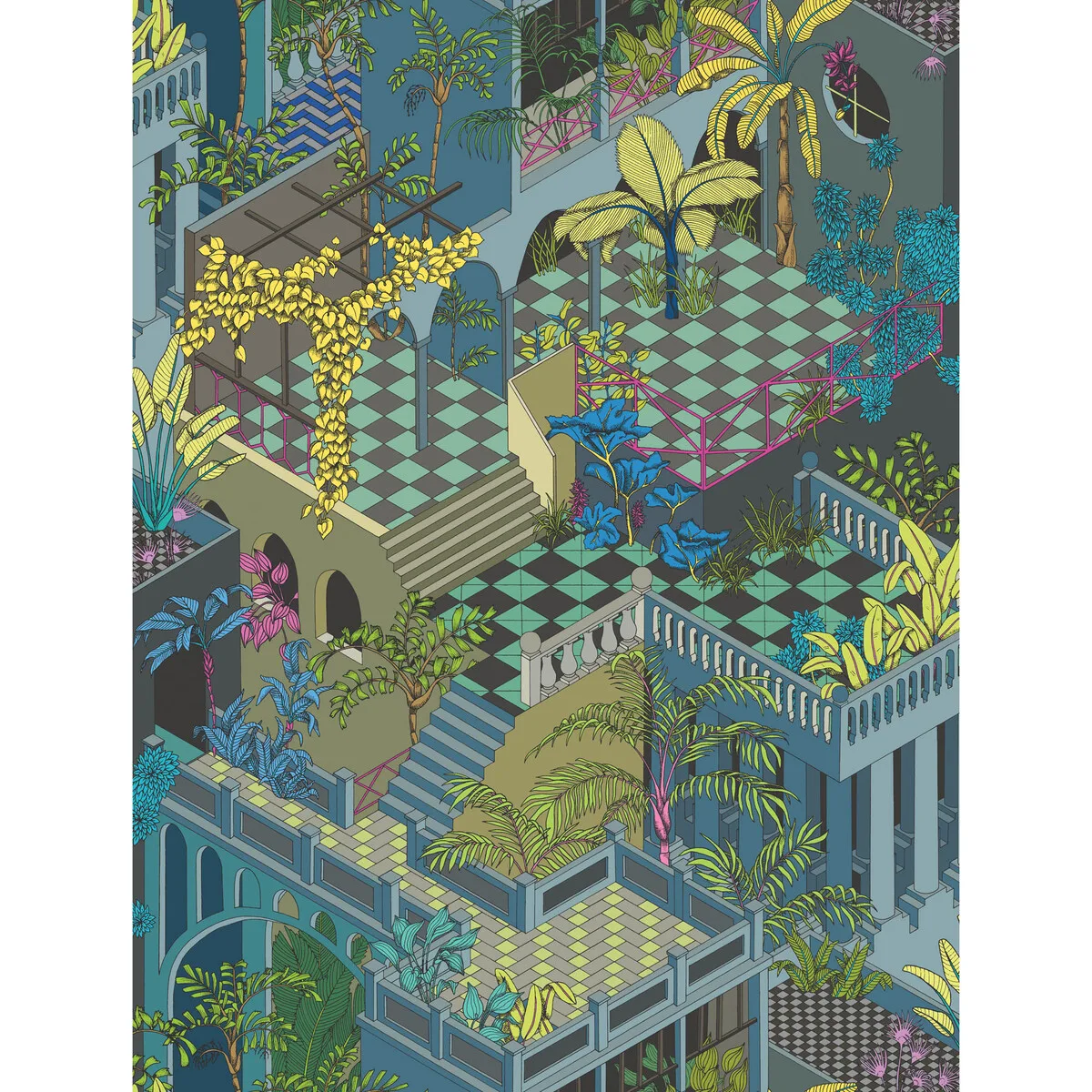 Miami wallpaper in Navy and Pink by Cole & Son
