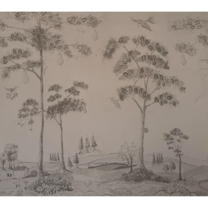 Mythical Land wallpaper in Peat by Kravet Couture, animal/insects pattern