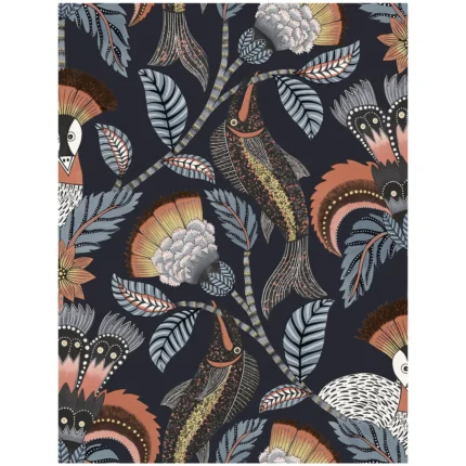Nene wallpaper in Terracotta Midnight by Cole & Son, animal/insects pattern