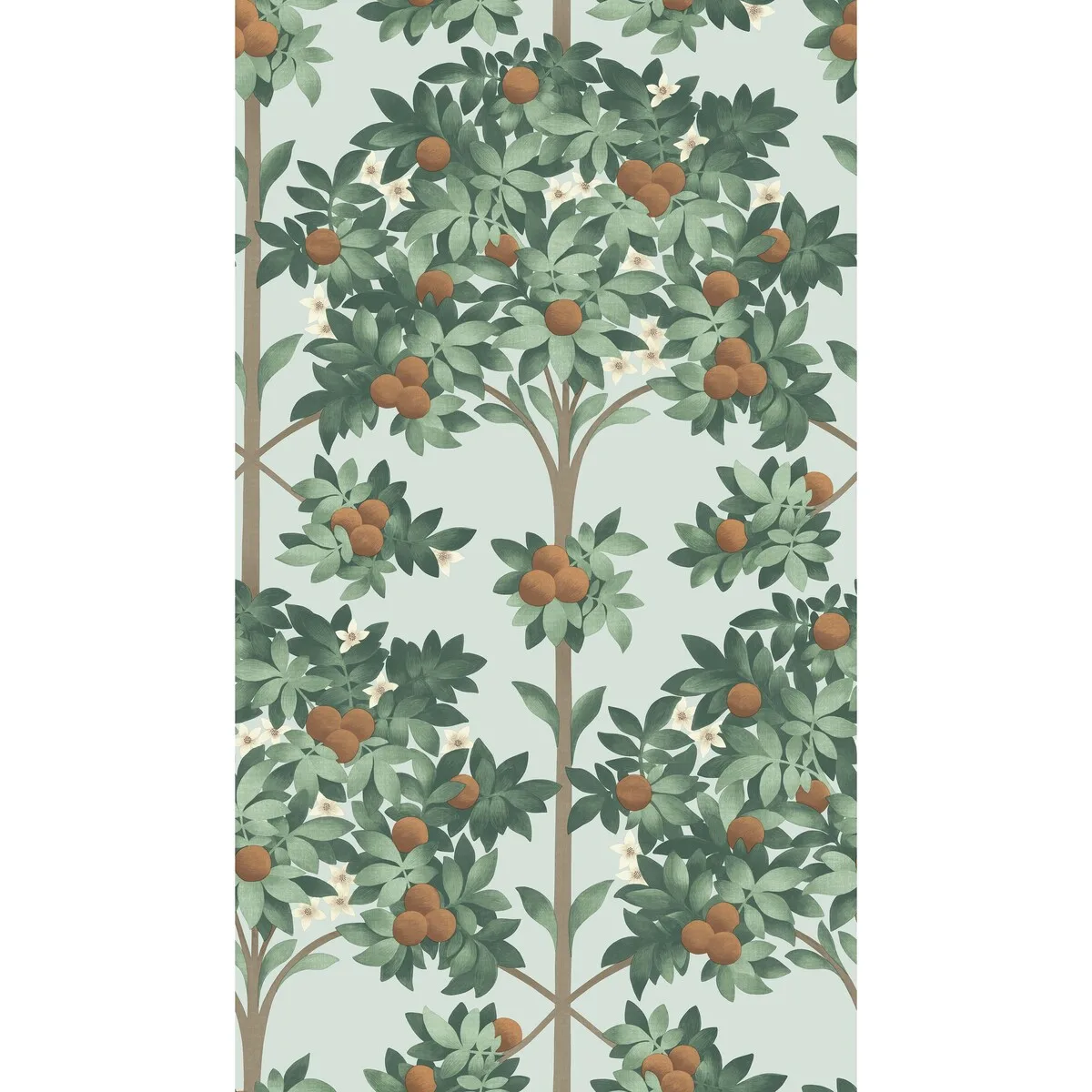 Orange Blossom wallpaper in Burnt Orange/mint/seafoam by Cole & Son, botanical & floral pattern