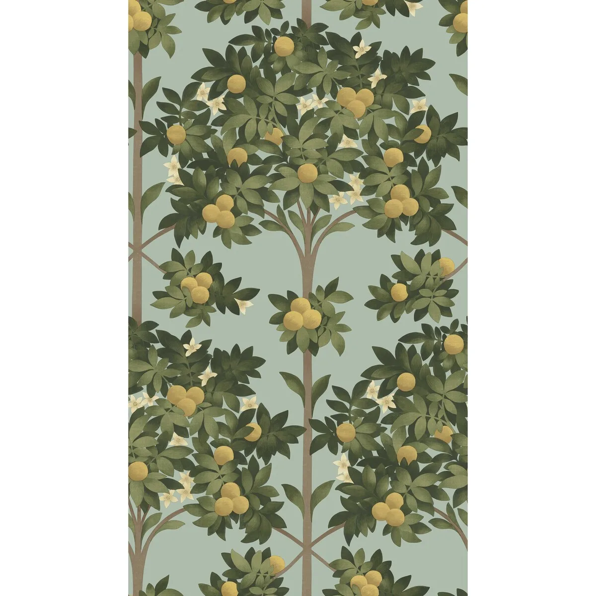 Orange Blossom wallpaper in Lemon/dk Olive Grn/duck Egg by Cole & Son, botanical & floral pattern