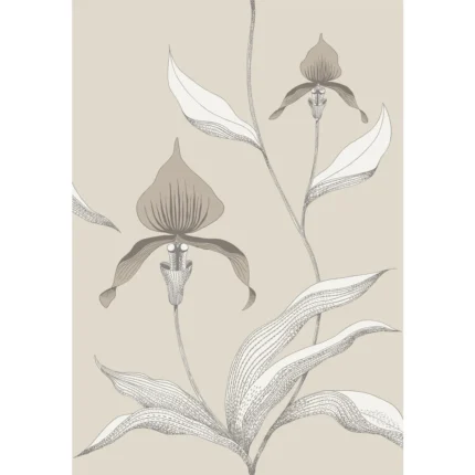 Orchid wallpaper in Linen/white by Cole & Son, botanical & floral pattern