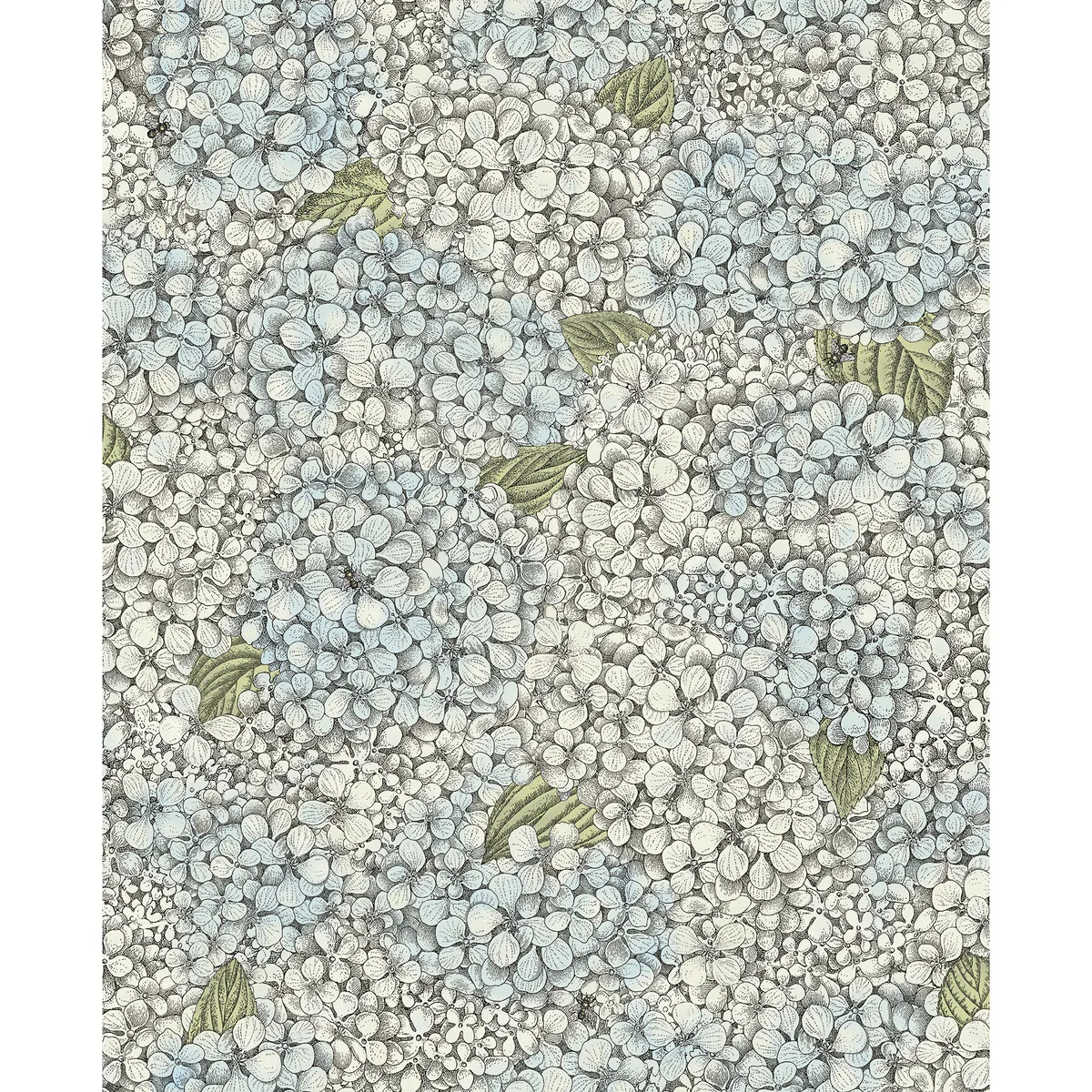 Ortensia Blue & Cream Wallpaper - Fornasetti Senza Tempo Ii Collection by Cole & Son - Shop Safe in Houston Wallpapering Ortensia wallpaper in Blue and Cream by Cole & Son, botanical & floral pattern
