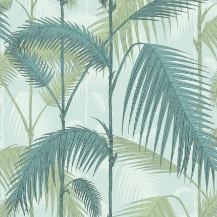Palm Jungle wallpaper in Print Room Blue/mint by Cole & Son