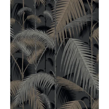 Palm Jungle wallpaper in Silver/black by Cole & Son, botanical & floral pattern