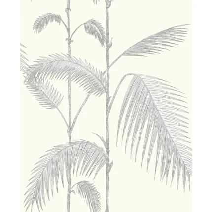 Palm Leaves wallpaper in Grey/white by Cole & Son, botanical & floral pattern