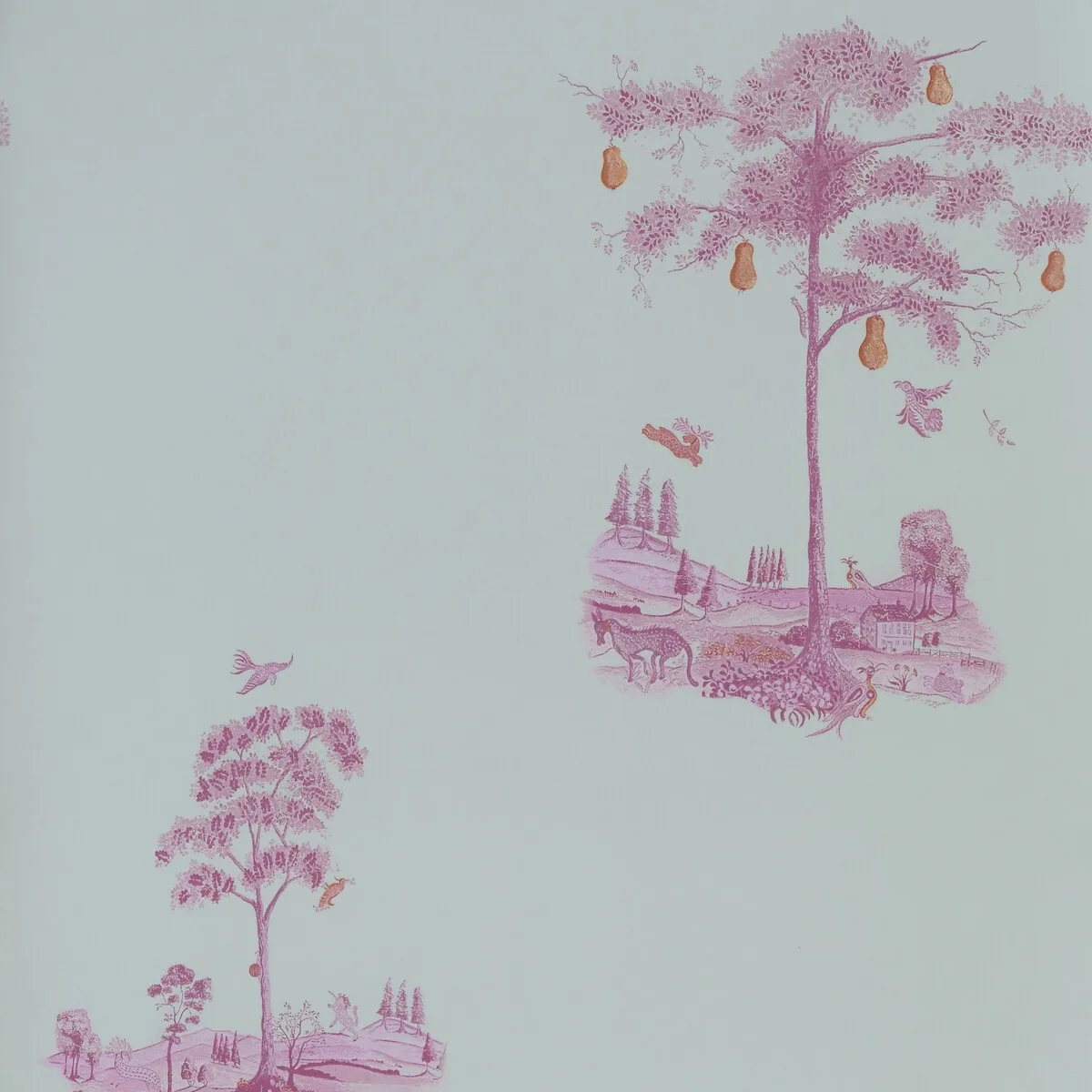 Pear Tree wallpaper in Sunrise Pink by Kravet Couture, novelty pattern