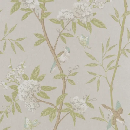 Peony & Blossom wallpaper in Ivory/willow by G P & J Baker, animal/insects pattern