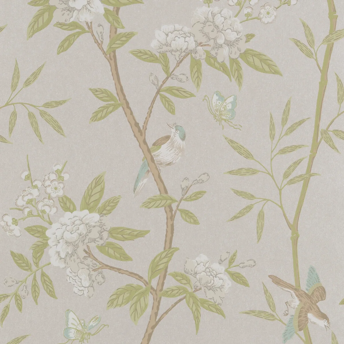 Peony & Blossom wallpaper in Ivory/willow by G P & J Baker, animal/insects pattern