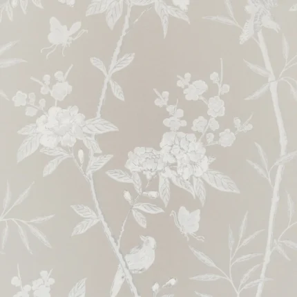 Peony & Blossom wallpaper in Soft Grey by G P & J Baker, animal/insects pattern