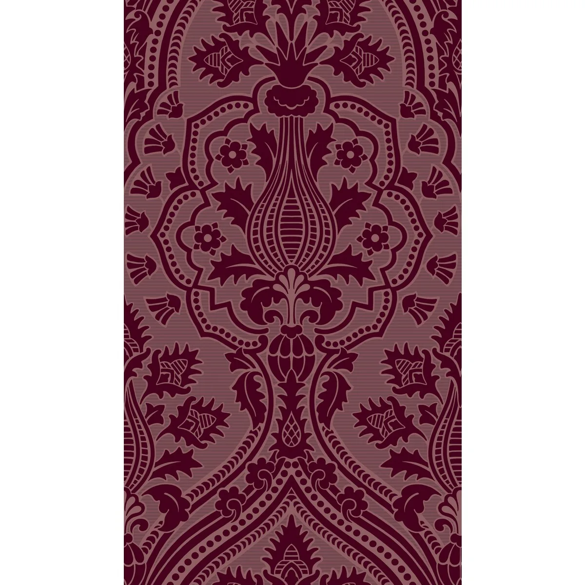 Pugin Palace Flock wallpaper in Claret by Cole & Son