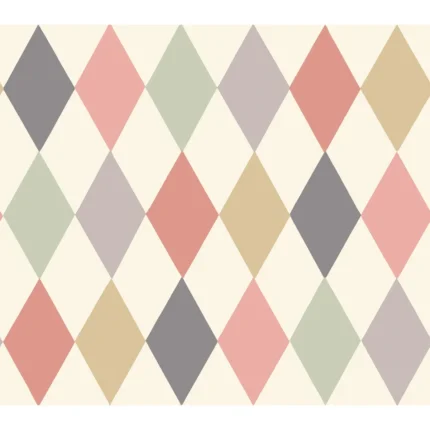 Punchinello wallpaper in Coral and Grn by Cole & Son, diamond pattern