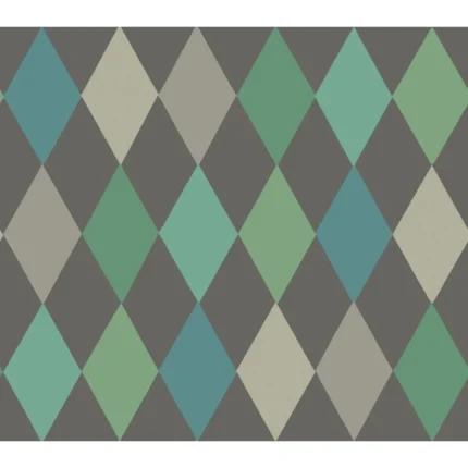 Punchinello wallpaper in Teal On Char by Cole & Son, diamond pattern