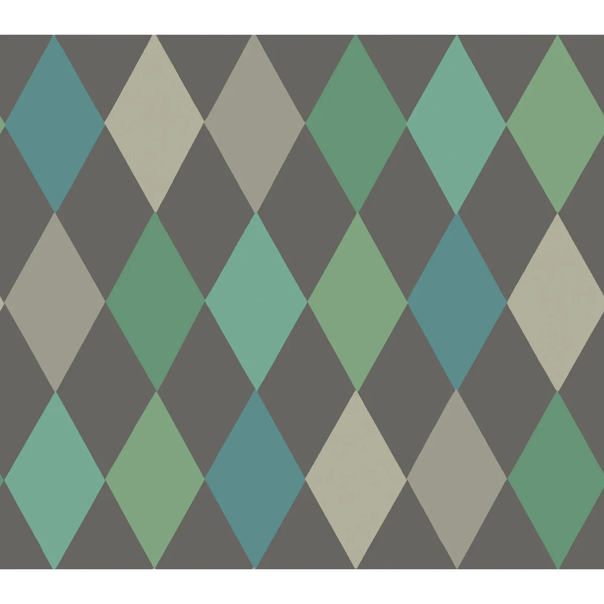Punchinello wallpaper in Teal On Char by Cole & Son, diamond pattern