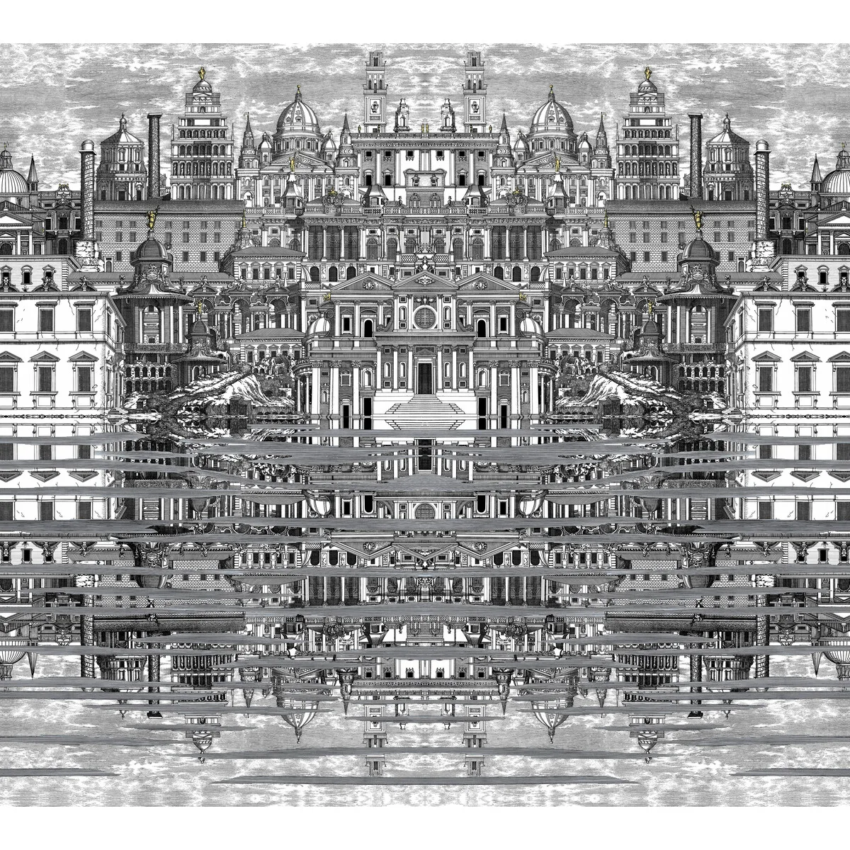 Riflesso mural in Black/white by Cole & Son