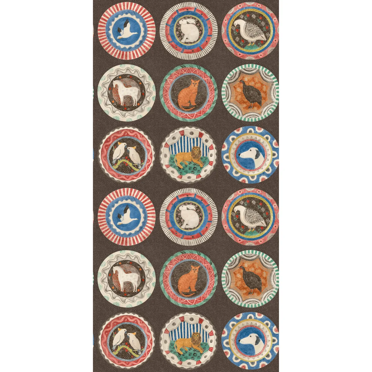 Robina's Dinner Party wallpaper in Cocoa by G P & J Baker