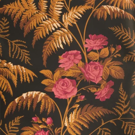 Rose wallpaper in Cerise/b Orange/black by Cole & Son