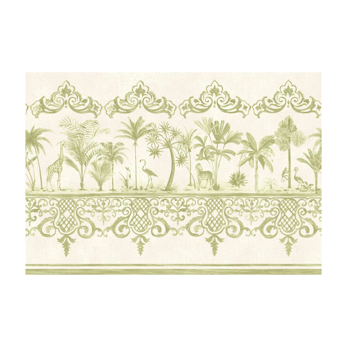 Rou Border wallpaper in Old Olive by Cole & Son, animal/insects pattern