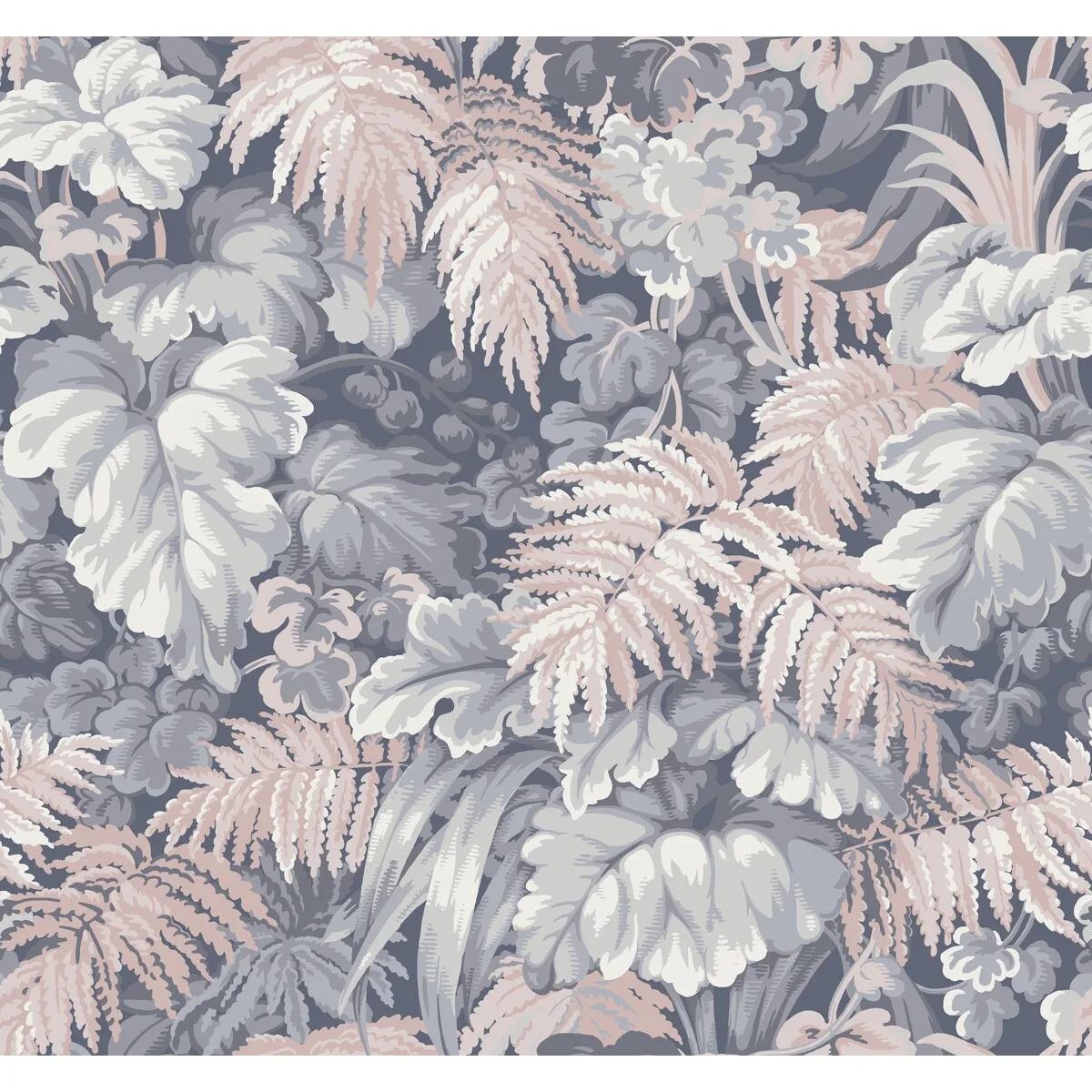 Royal Fernery wallpaper in Slate Blue and Blush Pink by Cole & Son