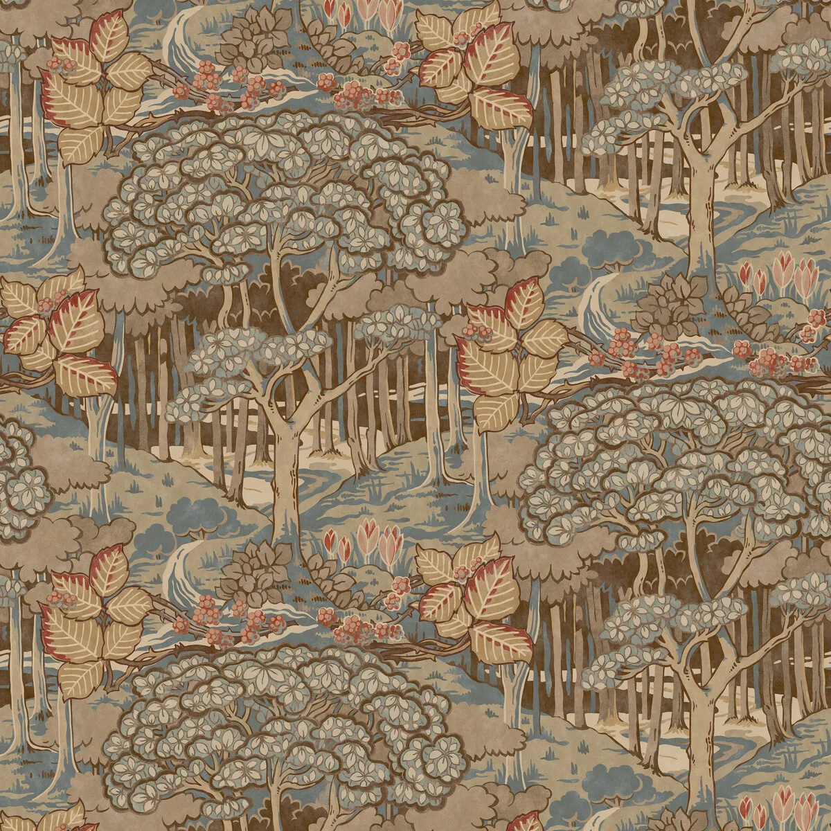Ruskin wallpaper in Teal by G P & J Baker, botanical & floral pattern