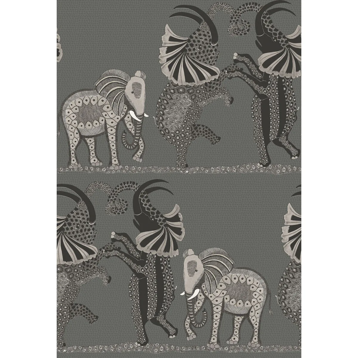 Safari Dance wallpaper in Charcoal Black and White by Cole & Son