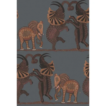 Safari Dance wallpaper in Charcoal and Reds by Cole & Son