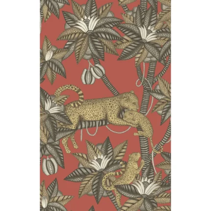 Satara wallpaper in Soot and Metgld/rouge by Cole & Son, animal/insects pattern