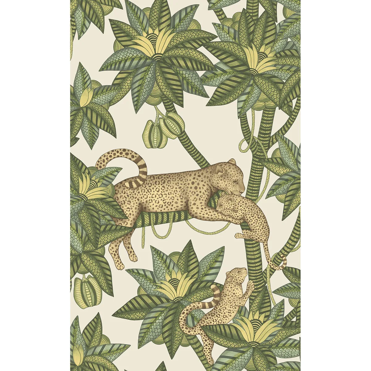 Satara wallpaper in Sprngrn and Snd/linen by Cole & Son, animal/insects pattern