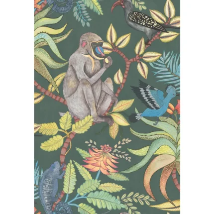 Savuti wallpaper in Dark Petrol Multi by Cole & Son