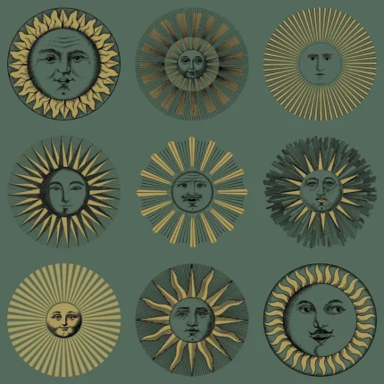 Soli wallpaper in Emerald and Gold by Cole & Son, metallic pattern