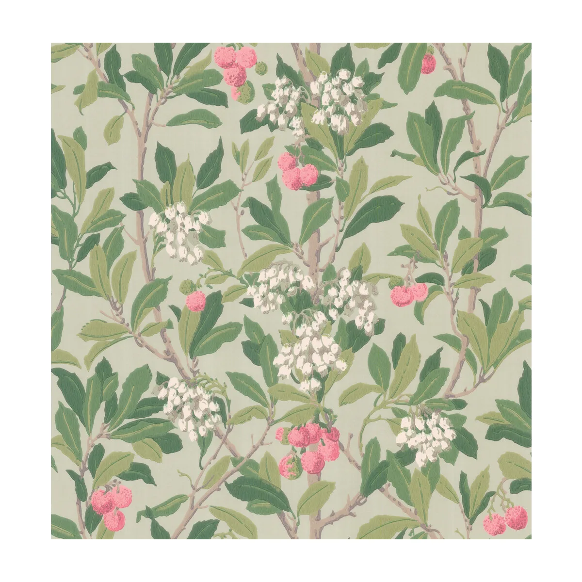 Strawberry Tree wallpaper in Pink and Duck Egg by Cole & Son, botanical & floral pattern