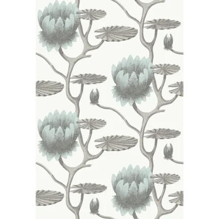 Summer Lily wallpaper in Aqua/white by Cole & Son, botanical & floral pattern