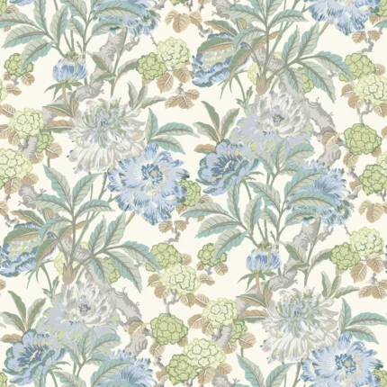 Summer Peony wallpaper in Aqua by G P & J Baker, botanical & floral pattern