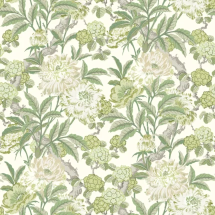 Summer Peony wallpaper in Green by G P & J Baker, botanical & floral pattern