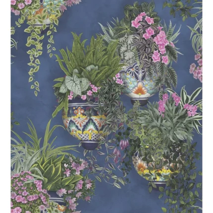 Talavera Wp wallpaper in Fuchsia/forest Green/cerulean Sky by Cole & Son, botanical & floral pattern