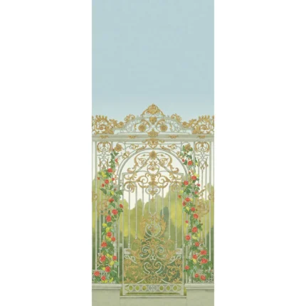 Tijou Gate mural in Spring Green by Cole & Son