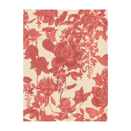 Tivoli wallpaper in Coral by Cole & Son, animal/insects pattern