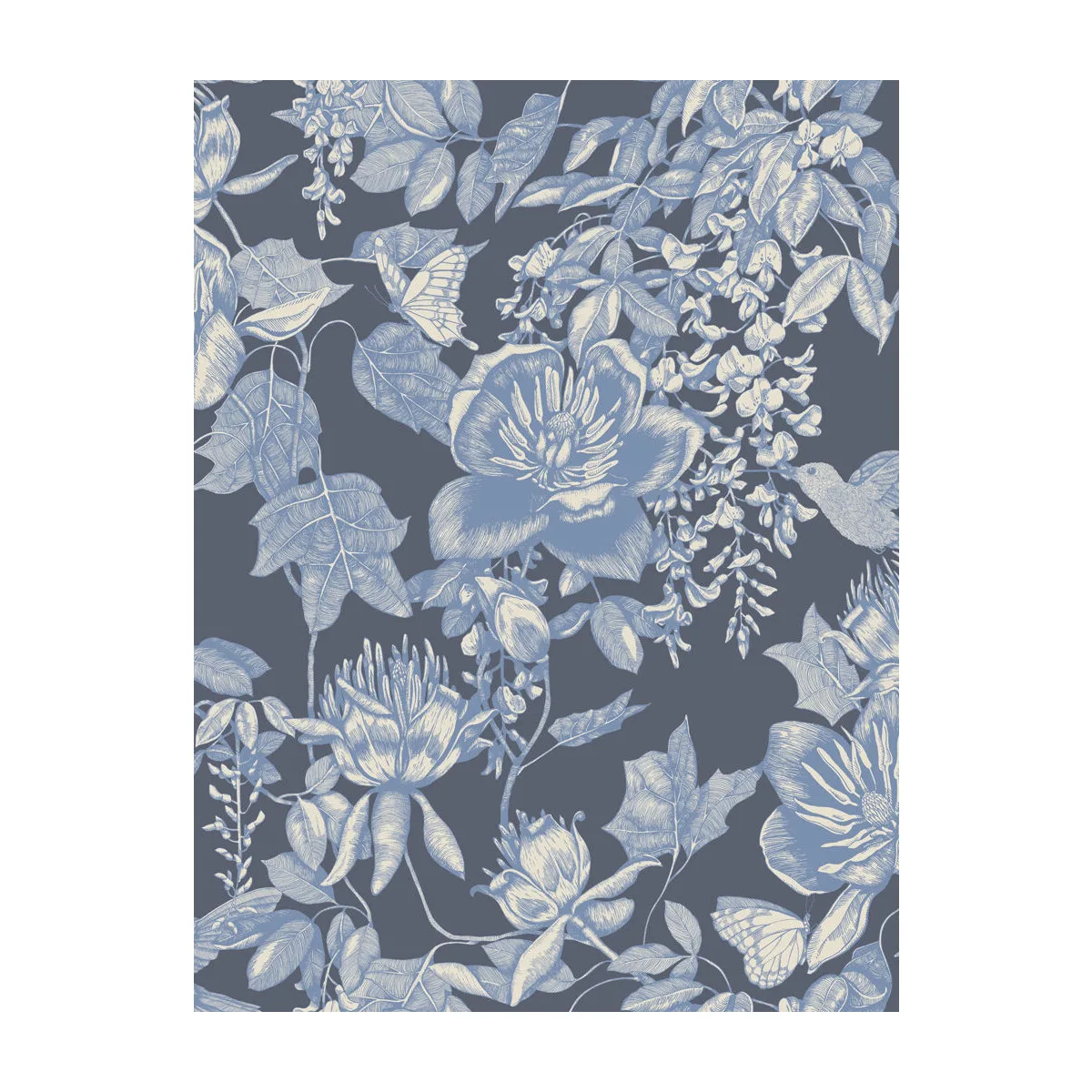 Tivoli wallpaper in Indigo by Cole & Son, animal/insects pattern