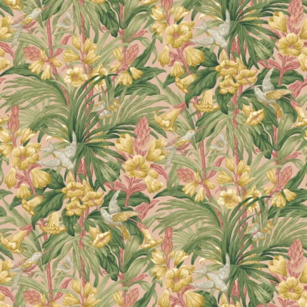 Trumpet Flowers wallpaper in Blush by G P & J Baker, botanical & floral pattern