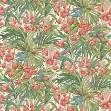 Trumpet Flowers wallpaper in Red/green by G P & J Baker, botanical & floral pattern