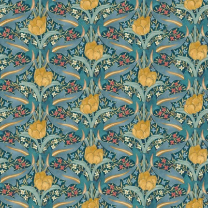 Tulip & Jasmine wallpaper in Teal by G P & J Baker, botanical & floral pattern