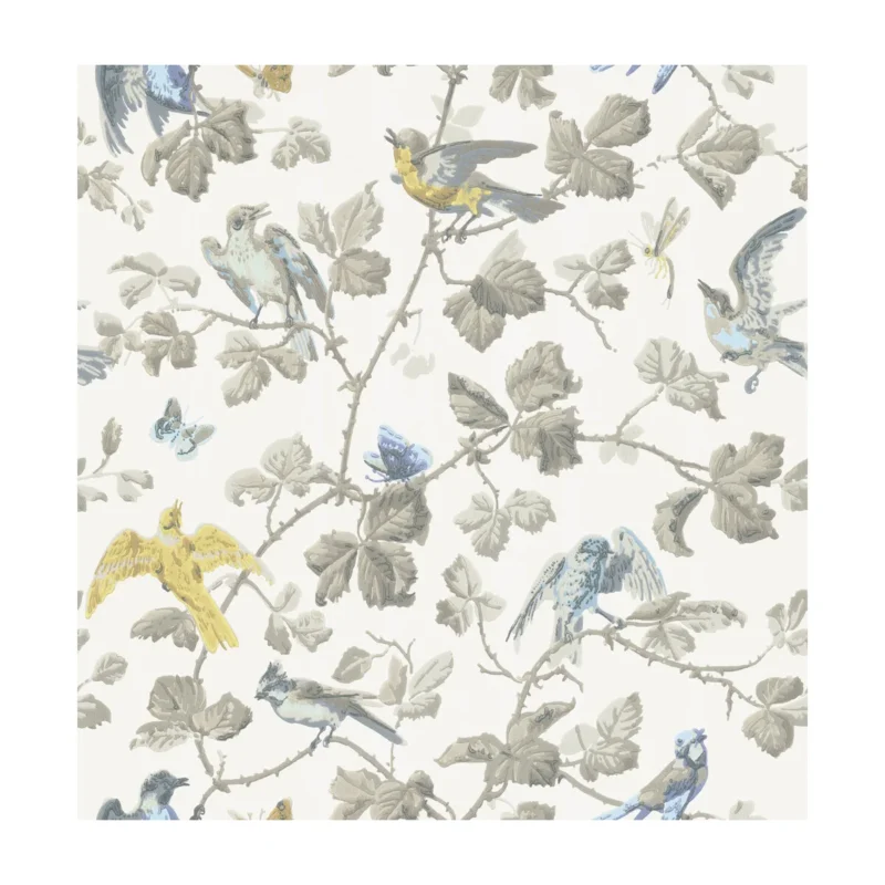 Winter Birds wallpaper in Yellow and Grey by Cole & Son, animal/insects pattern