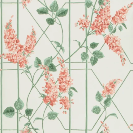 Wisteria wallpaper in Coral/sage/parch by Cole & Son
