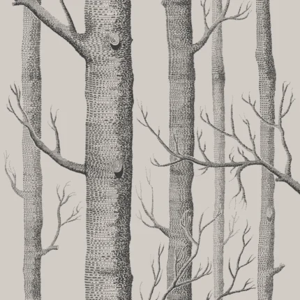 Woods wallpaper in Linen/charcoal by Cole & Son