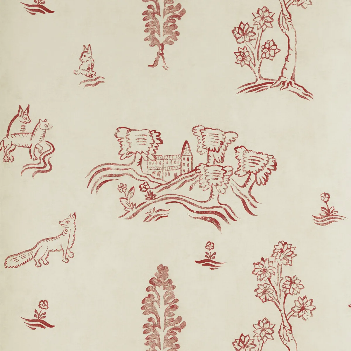 Wychwood wallpaper in Huntsman Red by Kravet Couture, novelty pattern
