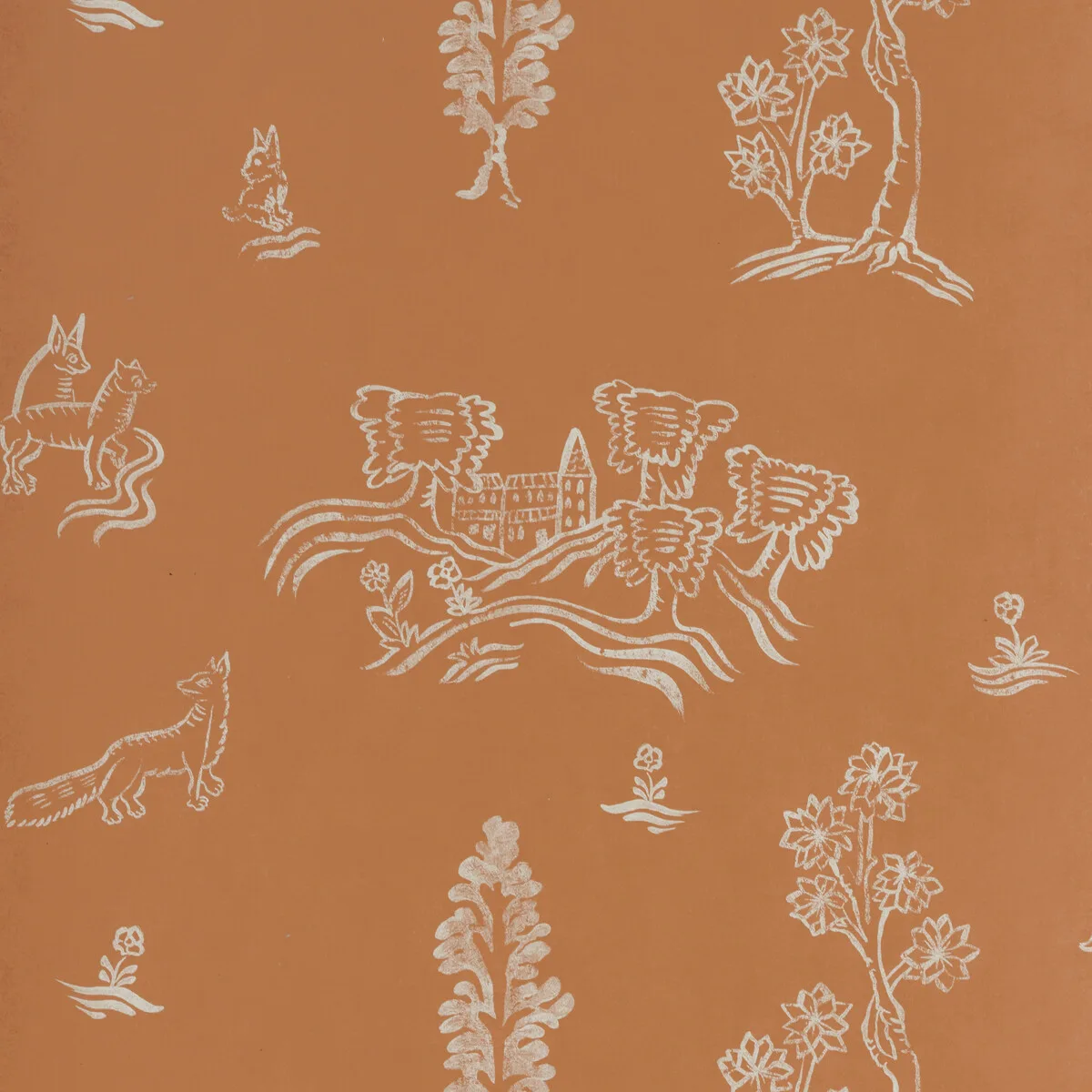 Wychwood wallpaper in Melon Orange by Kravet Couture, novelty pattern