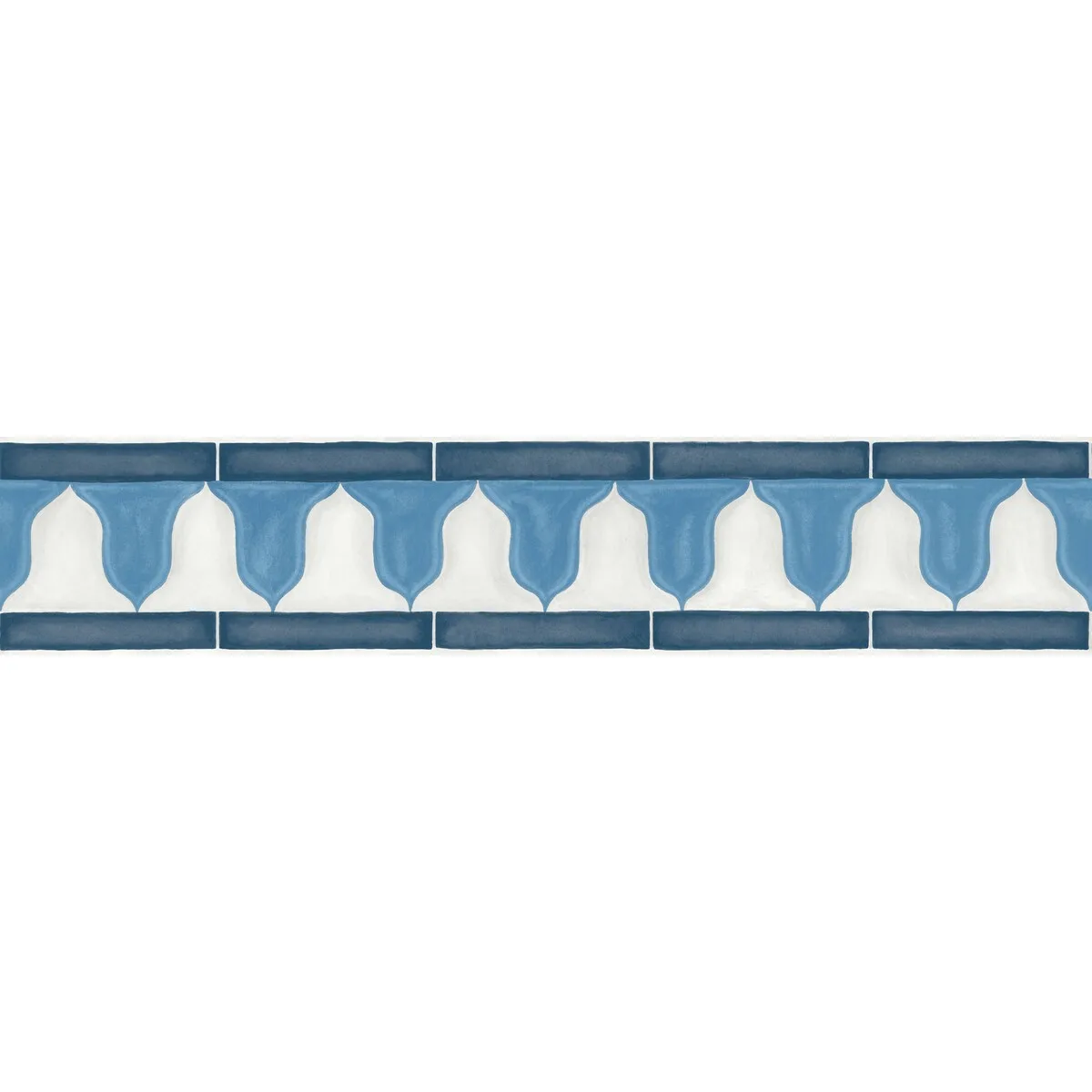 Zellige Border wallpaper in China Blue and White by Cole & Son
