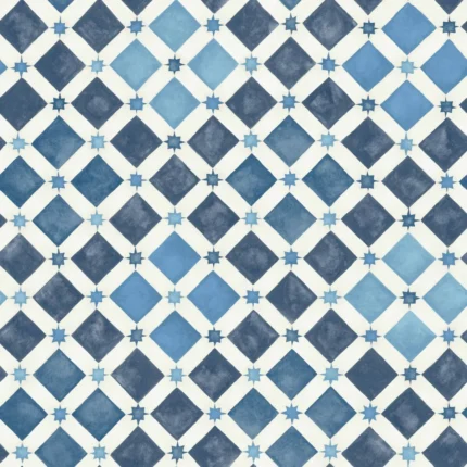 Zellige wallpaper in China Blue and White by Cole & Son